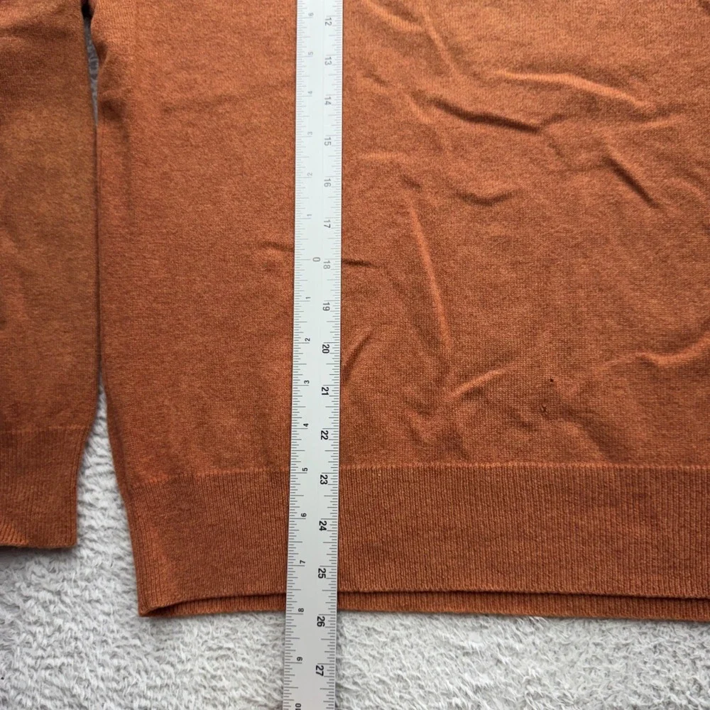 Grant Thomas Mens Burnt Orange 100% Two Ply Cashmere V-Neck Sweater Pullover